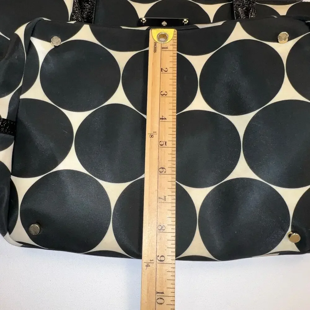 Kate Spade Deborah Dot Nylon Tote Satchel Handbag Black Cream Polka Dot